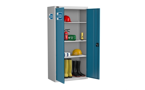 Standard PPE Cabinet - Silver Grey Body/Blue Doors - H1780mm x W915mm x D460mm