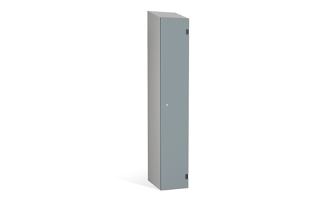 1 Door - Overlay Solid Grade Laminate door locker - SLOPINGTOP - Silver Grey Body / Dust Doors - H1930 x W305 x D390 mm - CAM Lock