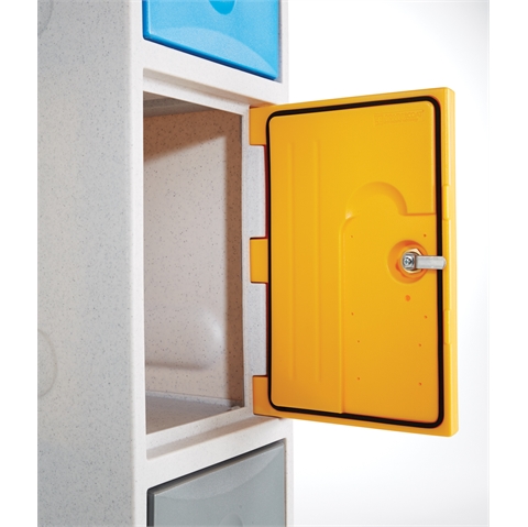 3 Door - WEATHER DUTY - Full Height Plastic Locker - Light Grey Body / Grey Doors  - H1800 x W325 x D450 - CAM Lock