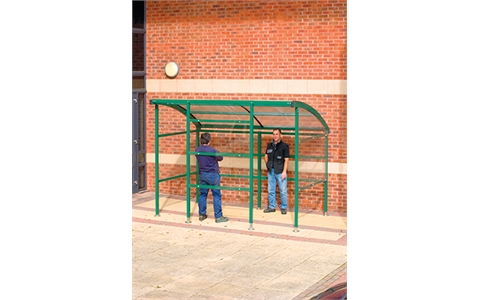 Traditional Smoking Shelter Perforated Steel Back - Blue - Capacity for 7 People - W2450mm x D1900mm