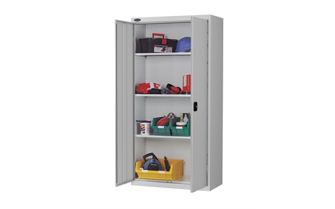 Standard cupboard - C/W 3 No. shelves - Silver Grey Body/Silver Grey Doors - H1780mm x W915mm x D460mm