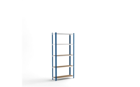 Stockrax Standard Duty Shelving Bay - H1981mm x W900mm x D300mm - c/w 5 Chipboard Shelf Levels - Blue