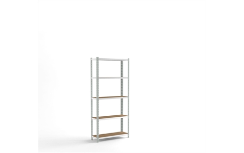 Stockrax Standard Duty Shelving Bay - H1981mm x W900mm x D300mm - c/w 5 Chipboard Shelf Levels - Light Grey