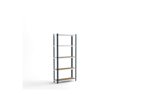 Stockrax Standard Duty Shelving Bay - H1981mm x W900mm x D300mm - c/w 5 Chipboard Shelf Levels - Graphite Grey