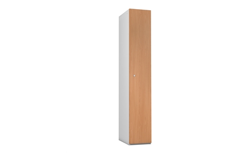 1 Door - MDF Wood effect Laminate Door locker - FLAT TOP - Silver Grey Body / BEECH Effect Doors - H1780 x W305 x D315 mm - CAM Lock