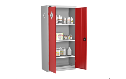 Standard Toxic Cabinet - Silver Grey Body/Red Doors - H1780mm x W915mm x D460mm