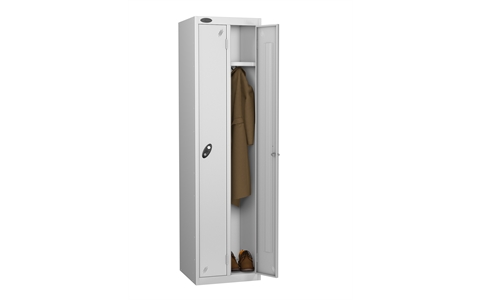 2 Door - Twin steel locker - FLAT TOP - Silver Grey Body / Silver Grey Door - H1780 x W460 x D460 mm - CAM Lock