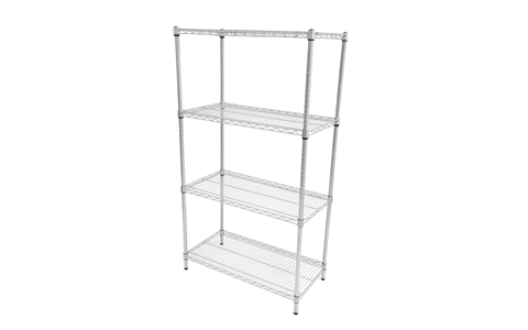 Anti-Bacterial Wire Shelving Bay - 4 shelf bay - Overall Size  H1625mm x W760mm x D305mm