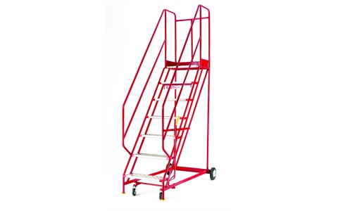 5 Tread - Heavy Duty - Mobile Warehouse Safety Steps - Aluminium Tread - Overall Size  H2210mm x W850mm x D1220mm