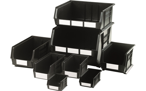 Size 4 Linbins - H130mm x W140mm x D210mm - Pack of 10 - Black Recycled Storage Bins