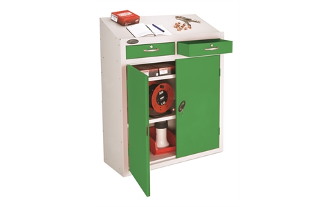 Standard Lockable Workstation - with Green Doors - H1060mm x W915mm x D460mm