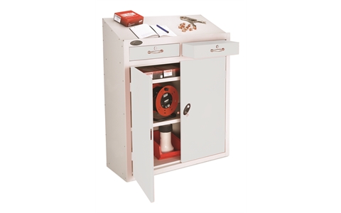 Standard Lockable Workstation - with Silver Doors - H1060mm x W915mm x D460mm