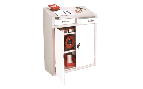 Standard Lockable Workstation - with White Doors - H1060mm x W915mm x D460mm