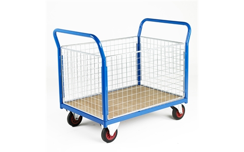 Loading Truck - Mesh Sided - Zinc Plate - Single Ended - Capacity 500Kg - H985mm - L1000 x W600mm