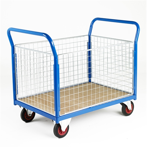Loading Truck - Mesh Sided - Zinc Plate - Double Ended - Capacity 500Kg - H985mm - L1000 x W600mm