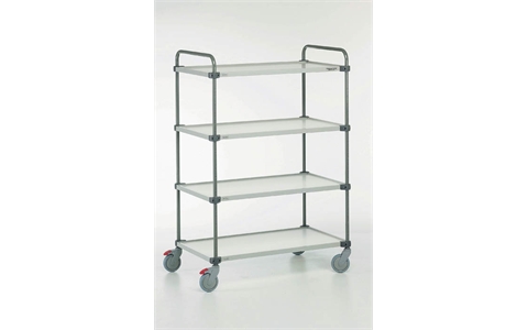 4 x Shelf Trolley - Shelf Capacity 50kg - Laminated board / Grey steel - Overall Size  H1535mm x W1100mm x D535mm