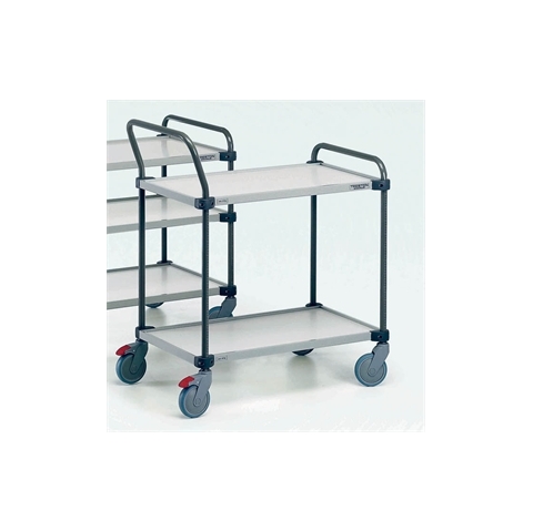 2 x Shelf Trolley - Laminated board / Grey steel - Overall Size  H1015mm x W1100mm x D635mm