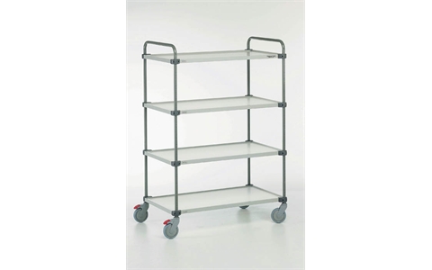 4 x Shelf Trolley - Shelf Capacity 50kg - Laminated board / Grey steel - Overall Size  H1535mm x W1100mm x D635mm