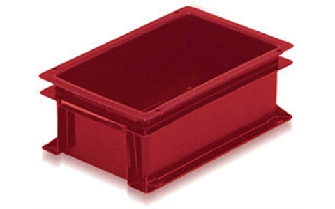 Euro Stacking Container without Lid - 5 litre Solid - Red - Overall Size H118mm x W200mm x D300mm