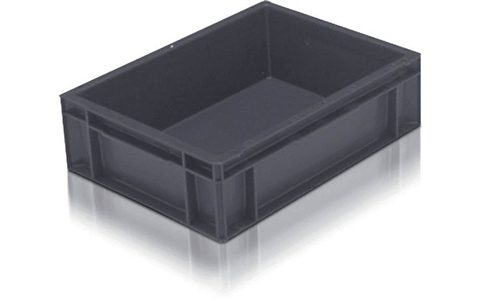 Euro Stacking Container without Lid - 10 litre Solid - Grey - Overall Size H118mm x W300mm x D400mm