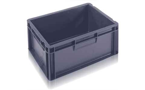 Euro Stacking Container without Lid - 15 litre Solid - Grey - Overall Size H175mm x W300mm x D400mm