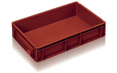 Euro Stacking Container without Lid - 21 litre Solid - Red - Overall Size H120mm x W400mm x D600mm