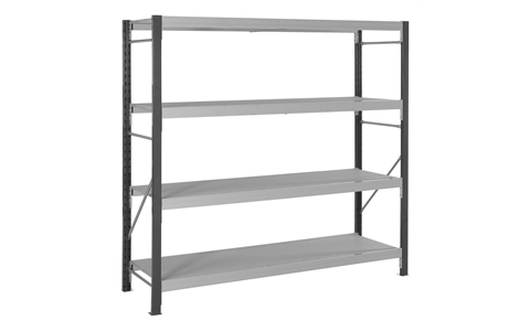 Longspan Starter Bay H1800mm x W2100mm x D450mm c/w 3 Shelf levels with Galvanised steel panels 596kg / level