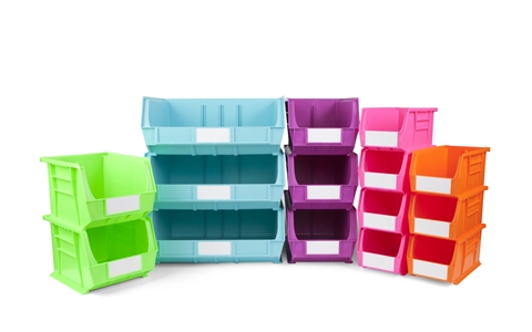 Size 5 Neon Linbins - H130mm x W140mm xD280mm - Pack of 10 - Cyan Storage Bins