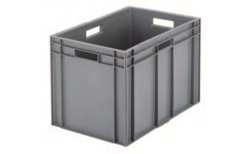 Euro Stacking Container without Lid - 6 litre Solid - Grey - H74mm x W300mm x D400mm