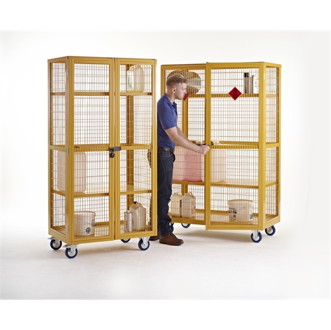 Hazardous Boxwell Mobile Storage Cages - Steel Shelves