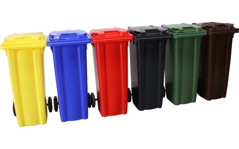 2 Wheeled Bin - 120 Litres - H940mm x W550mm x D470mm - Green