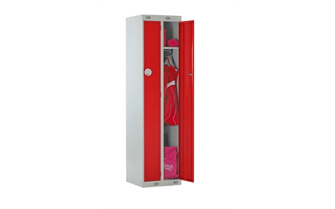 Nest of 2 - 1 Door Slimline Locker 1800h x 225w x 450d mm - CAM Lock - Door Colour Red