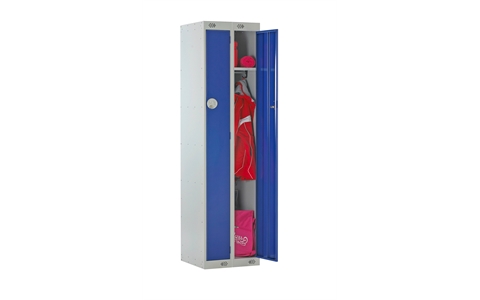 Nest of 2 - 1 Door Slimline Locker 1800h x 225w x 500d mm - CAM Lock - Door Colour Blue