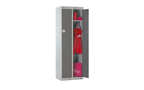 Nest of 2 - 1 Door Standard Locker 1800h x 300w x 300d mm - CAM Lock - Door Colour Dark Grey