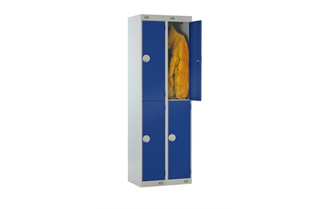 Nest of 2 - 2 Door Standard Locker 1800h x 300w x 300d mm - CAM Lock - Door Colour Blue