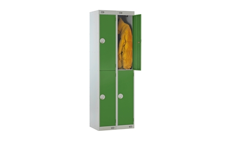 Nest of 2 - 2 Door Standard Locker 1800h x 300w x 300d mm - CAM Lock - Door Colour Green