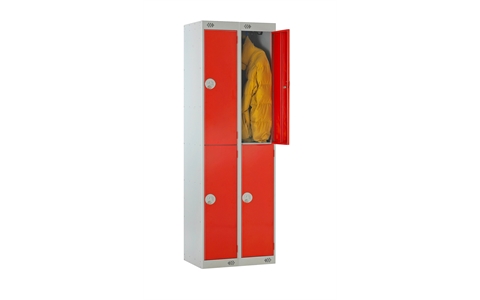 Nest of 2 - 2 Door Standard Locker1800h x 300w x 300d mm - CAM Lock - Door Colour Red