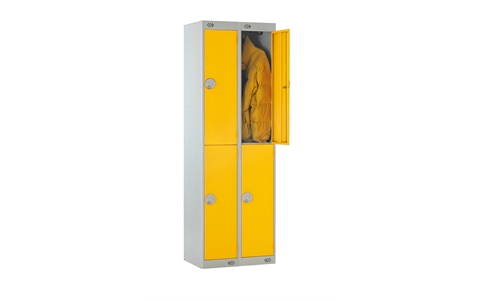 Nest of 2 - 2 Door Standard Locker1800h x 300w x 300d mm - CAM Lock - Door Colour Yellow