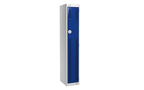 1 Door Perforated Locker - 1800h x 300w x 450d mm - CAM Lock - Door Colour Blue