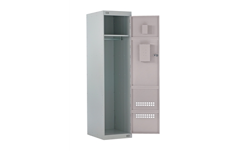 Police Locker with Airwaves & CS Canister Holder - 1800h x 450w x 600d mm - CAM Lock - Door Colour - Light Grey