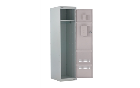 Police Locker with Airwaves & CS Canister Holder - 1800h x 450w x 600d mm - CAM Lock - Door Colour - Light Grey