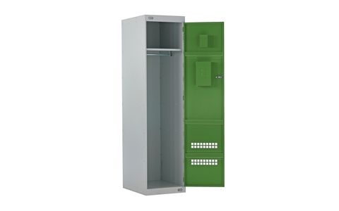 Police Locker with Airwaves & CS Canister Holder - 1800h x 600w x 600d mm - CAM Lock - Door Colour - Green