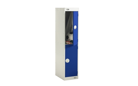 2 Door Three Quarter Height Locker - 1382h x 300w x 300d mm - CAM Lock - Door Colour Blue