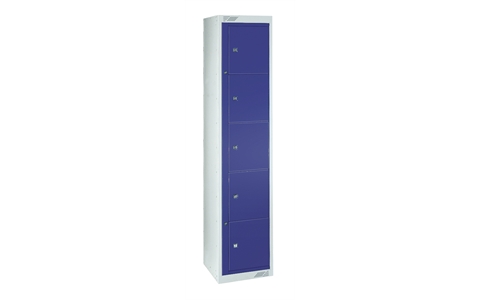 5 Door Garment Dispenser - Door Colour  Blue - 1778h x 381w x 457d mm - CAM Lock