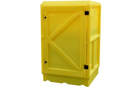 Yellow Plastic Storage Cabinet 1520mm high with 1 shelf